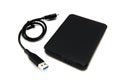 Black External Harddisk with USB cable on White Blackground Royalty Free Stock Photo