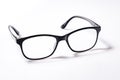 Black eye glasses spectacles with shiny black frame For reading daily life To a person with visual impairment isolaged on white Royalty Free Stock Photo