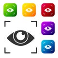 Black Eye scan icon isolated on white background. Scanning eye. Security check symbol. Cyber eye sign. Set icons in Royalty Free Stock Photo