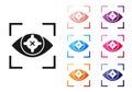 Black Eye scan icon isolated on white background. Scanning eye. Security check symbol. Cyber eye sign. Set icons Royalty Free Stock Photo