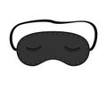 Black eye sleep mask isolated on white background.