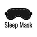 Black eye sleep mask logo isolated on white background. Royalty Free Stock Photo