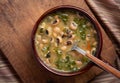 Black eyed peas and collard greens in a brown bowl Royalty Free Stock Photo