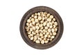 Black eyed peas in wood bowl set on isolated white. Royalty Free Stock Photo