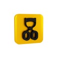 Black Eyelash curler icon isolated on transparent background. Makeup tool sign. Yellow square button.