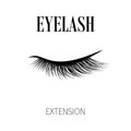 Black eyelash extension logo on white background. Vector illustration