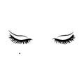 Black eyelashes. Mascara single decorative element.