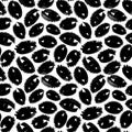 Black eyes and lashes seamless pattern. Irregular grunge shapes, paint smears vector illustration.