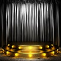 Black fabric curtain on stage Royalty Free Stock Photo