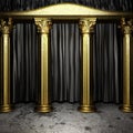 Black fabric curtain on stage Royalty Free Stock Photo