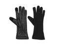 Black fabric gloves with leather inserts isolate on a white background. Mittens for work and everyday wear, for the military and Royalty Free Stock Photo