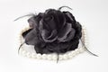 Black fabric rose and necklace