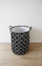 Black fabric storage basket, for linen, toys, vertical photo