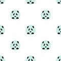 The black face of a Panda in a blue circle panda bear icon isolated seamless pattern on white background. Vector Royalty Free Stock Photo