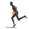 Black faceless guy mannequin in a running pose with a basketball. 3d rendering