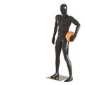 A black faceless guy a mannequin stands with a basketball. 3d rendering