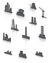 Black factory icons set.