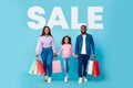 Black Family Carrying Shopping Bags, Collage Big Word Sale Royalty Free Stock Photo