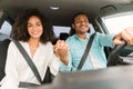 Black Family Couple Holding Hands Sitting In Auto Enjoying Ride Royalty Free Stock Photo