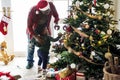 Black family enjoying Christmas holiday