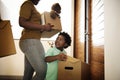 Black family moving in to their new house Royalty Free Stock Photo