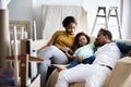 Black family moving in to their new house Royalty Free Stock Photo