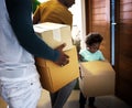 Black family moving in to their new house