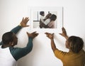 Black family is moving in to their new house Royalty Free Stock Photo