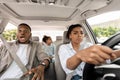 Black Family Riding Auto Having Danger Of Car Accident Royalty Free Stock Photo