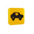 Black Fantastic flying car icon isolated on transparent background. Hover car future technology future transport. Yellow