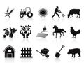 Black farm and agriculture icons set Royalty Free Stock Photo