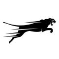 Black fast cheetah logo vector. Cheetah jumping logo isolated on white background Royalty Free Stock Photo