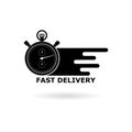 Black Fast delivery icon, Speed Time Icon Logo