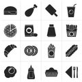 Black fast food and drink icons