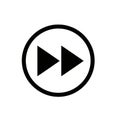Black Fast Forward Play Button Icon in Circle on White Background next skip Royalty Free Stock Photo