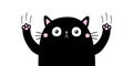 Black fat cat nail claw scratch glass paper. Funny kitten. Cute cartoon kawaii character. Excoriation track line shape. Baby pet