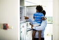 Black father enjoy precious time with his child together happiness Royalty Free Stock Photo