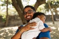 Black father and son outdoors