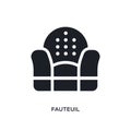 black fauteuil isolated vector icon. simple element illustration from furniture and household concept vector icons. fauteuil