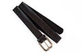 Black faux leather belt with classic buckle for trousers and jeans