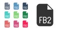 Black FB2 File icon isolated on white background. Set icons colorful. Vector Royalty Free Stock Photo