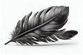 Black Feather Isolated, Swan Plume, Dark Gray Bird Feathers, Abstract Generative AI Illustration Royalty Free Stock Photo
