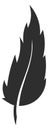 Black feather silhouette. Bird symbol. Quill sign