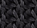 Black Feathers Seamless Pattern, Swan Plume Tile, Black Raven Wings Texture Background, Dark Feather