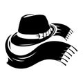 Black fedora hat and scarf Royalty Free Stock Photo