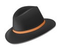 Black fedora hat with tan leather band side view Royalty Free Stock Photo