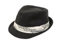 Black Fedora hat with white band