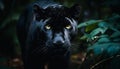 Black feline staring, beauty in nature portrait generated by AI Royalty Free Stock Photo