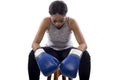 Black Female Boxer Preparing with Her Game Face