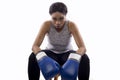 Black Female Boxer Preparing with Her Game Face